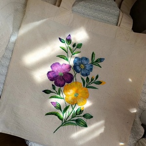 Sacosa din bumbac brodata - geantă și husă - geantă pentru cumpărături - geantă shopper, geantă tote, geantă textilă - Artynos.ro