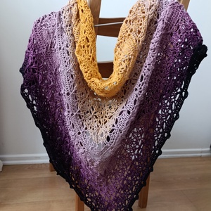 Șal Croșetat Manual Amethyst Sunset  - îmbrăcăminte și modă - eșarfe, pălării, fularuri - șal, eșarfă de cap - Artynos.ro