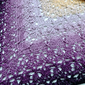 Șal Croșetat Manual Amethyst Sunset  - îmbrăcăminte și modă - eșarfe, pălării, fularuri - șal, eșarfă de cap - Artynos.ro