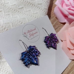 Cercei handmade � Frunze cu efect cameleon - bijuterii - cercei - cercei lungi - Artynos.ro