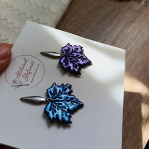 Cercei handmade � Frunze cu efect cameleon - Artynos.ro