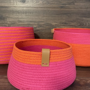 Rope basket - fuchia-orange dream - casă & stil de viață - materiale de depozitare și sortare - coșuri depozitare - Artynos.ro