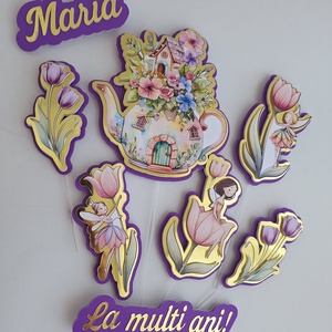 Set cake topper 3D Gradina Zanelor - casă & stil de viață - decorațiuni de casă - decorațiuni de masă și rafturi - decorațiuni de masă - Artynos.ro