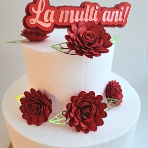 Set topper 3d decor tort cu flori si mesaj La multi ani - casă & stil de viață - decorațiuni de casă - decorațiuni de masă și rafturi - decorațiuni de masă - Artynos.ro