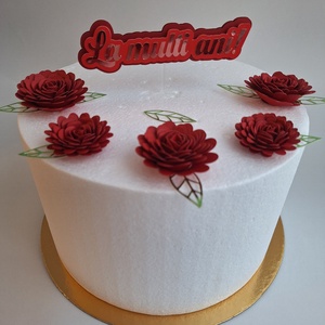 Set topper 3d decor tort cu flori si mesaj La multi ani - casă & stil de viață - decorațiuni de casă - decorațiuni de masă și rafturi - decorațiuni de masă - Artynos.ro