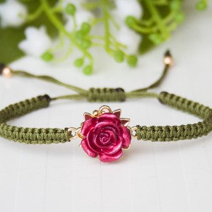 Bratara macramé impletita pentru copii - Rose green, , , ARTYNOS