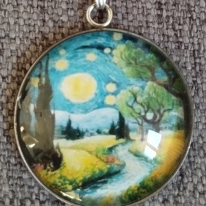 Lentile de sticlă inspirate de Van Gogh, set colier și cercei din oțel medical -  - Artynos.ro