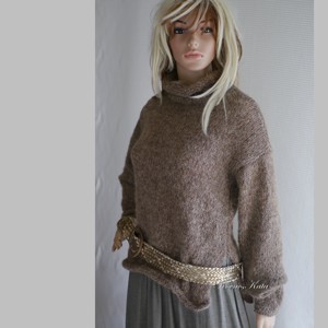 TEKNŐC ALPAKA - pulover exclusiv tricotat manual / alb închis - îmbrăcăminte și modă - haine damă - hanorace, cardigane - Artynos.ro