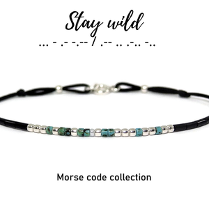Bratara minimalista Stay Wild - cod morse / Bratari personalizate - bijuterii - brățări - brățară cu mărgele - Artynos.ro
