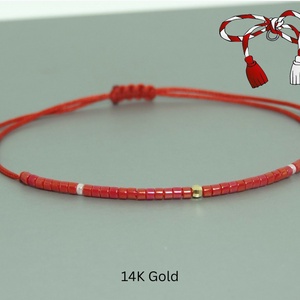 Bratara martisor cu biluta aur 14k si margele Miyuki Delica - bijuterii - brățări - brățară cu mărgele - Artynos.ro