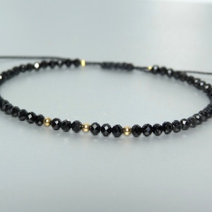 Bratara aur filat 14K / Gold Filled si turmalina neagra - Midnight Protection - bijuterii - brățări - brățări din mărgele - Artynos.ro