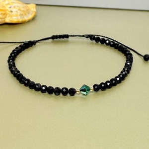 Bratara aur filat 14K / Gold Filled si turmalina neagra - Emerald Eclipse - bijuterii - brățări - brățări din mărgele - Artynos.ro