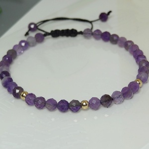 Bratara aur filat 14K / Gold Filled si ametist - Purple Glow - bijuterii - brățări - brățări din mărgele - Artynos.ro