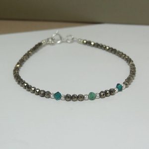 Bratara pirita fatetata, smarald si cristale Preciosa - Pyrite Glow - bijuterii - brățări - brățări din mărgele - Artynos.ro