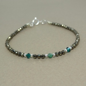 Bratara pirita fatetata, smarald si cristale Preciosa - Pyrite Glow - bijuterii - brățări - brățări din mărgele - Artynos.ro