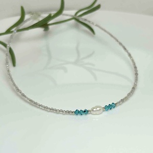 Colier din labradorit, perla cultura si cristale Preciosa - Artynos.ro