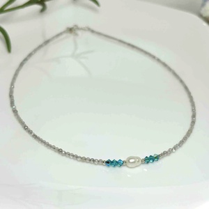 Colier din labradorit, perla cultura si cristale Preciosa - bijuterii - coliere - coliere din pietre semiprețioase - Artynos.ro