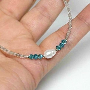 Colier din labradorit, perla cultura si cristale Preciosa - bijuterii - coliere - coliere din pietre semiprețioase - Artynos.ro