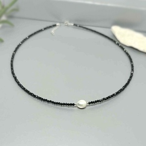 Colier perla cultura si turmalina - bijuterii - coliere - coliere din pietre semiprețioase - Artynos.ro