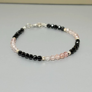 Bratara cuart Strawberry si turmalina neagra , Bijuterii, Bratari, Bratari din margele, Altele, ARTYNOS