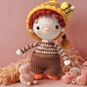 Zümi Zsombi � Albbinuță elf din amigurumi premium croșetată manual (16-17 cm) - jucării și echipamente pentru copii - plușuri - păpușă croșetată, păpușă de pluș - Artynos.ro