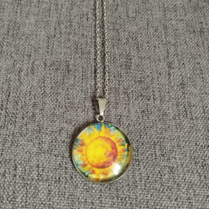Colier din oțel medical cu lentile din sticlă și motiv Van Gogh -  - Artynos.ro