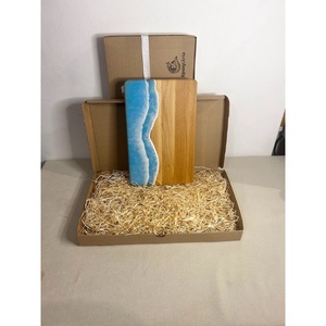 Platou / tocator de servire dreptunghiular din lemn, cu valuri, albastru deschis - casă & stil de viață - echipamente de bucătărie - accesorii de gătit - tocătoare - Artynos.ro
