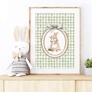 Iepuraș ilustrare imagine, poster de epocă, decal de perete de Paște set de 3 -  - Artynos.ro