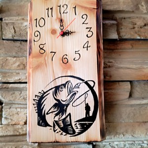 Ceas de perete din lemn pentru pescari  - casă & stil de viață - decorațiuni de casă - decorațiuni de pereți - ceasuri de perete - Artynos.ro