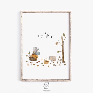 Forest animal toamna arta de perete, mouse-ul cutit poster, camera de copii imagine, cadou, , , Decalcomanii de perete ilustrate cu personaje de animale din padure, perfecte pentru a aduce o nota..., ARTYNOS