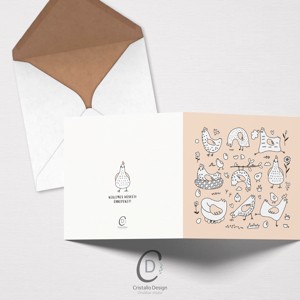 Paște carte poștală, pui cu cocoș carte de felicitare, companion cadou amuzant -  - Artynos.ro