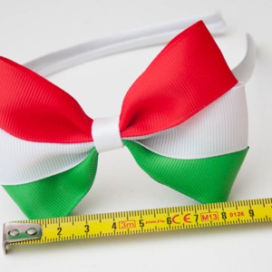 Bentiță de păr de culoare națională cu fundă - roșu/alb/verde -  - Artynos.ro