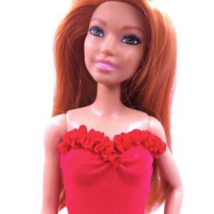 Rochie de seară extra lungă, cu volane, în stil sirenă, roșie � rochie pentru păpuși de tip Barbie (a020pr) - jucării și echipamente pentru copii - jucării și accesorii pentru copii - haine de barbie - Artynos.ro