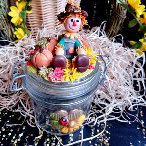 Borcan decorativ cu paiata handmade - de toamna, Casă & Stil de viață, Accesorii pentru decorat casa, Halloween - tot ce ai nevoie pentru petrecere!, Ornamente de Halloween, , ARTYNOS