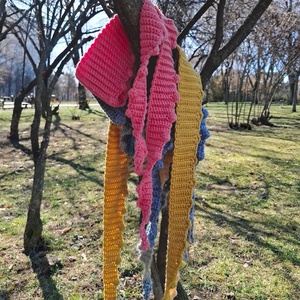Esarfa skinny crosetata, lana merino moale - Artynos.ro