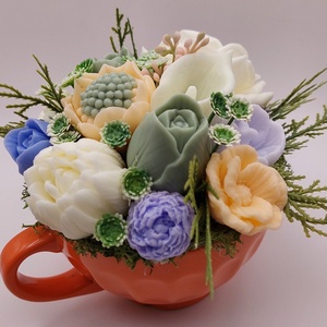 Cană ceramică portocalie cu flori de săpun - casă & stil de viață - accesorii pentru decorat casa - decorațiuni de masă și decorațiuni pentru rafturi  - decorațiuni de masă - Artynos.ro
