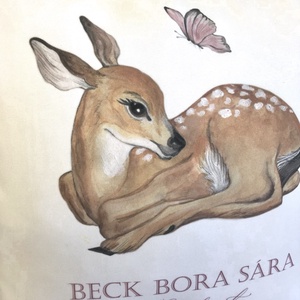 Cadou pentru petrecerea bebelușului, căprioară și fluture, pernă suvenir cu detalii unice, pentru botez, decor pentru ca - casă & stil de viață - textile de casă - perne - Artynos.ro