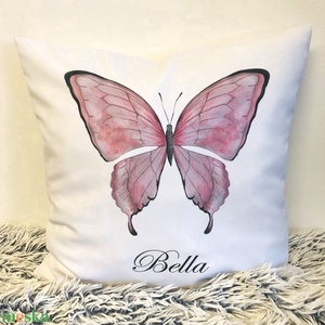 Pernă cadou cu nume grafic fluture, pernă decorativă fluture cu nume, pernă ursuleț de pluș cu nume, decor cameră bebelu - casă & stil de viață - textile de casă - perne - Artynos.ro