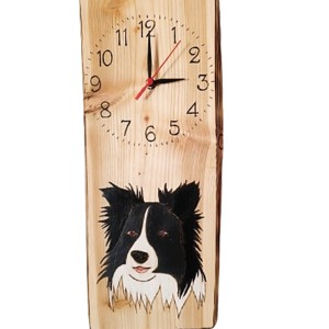 Ceas de perete din pin rosu cu caine border collie, , , ARTYNOS