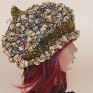 LUCA-SAPI / olive - sapca boema din lana tricotata manual, Imbracaminte si moda, Esarfe, palarii, fularuri, Caciula, Impletitura, ARTYNOS