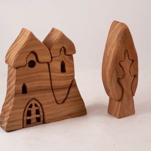 Castel din lemn, biserică + lemn, constructor din lemn, puzzle - jucării și echipamente pentru copii - puzzle, jocuri puzzle - puzzle din lemn - Artynos.ro