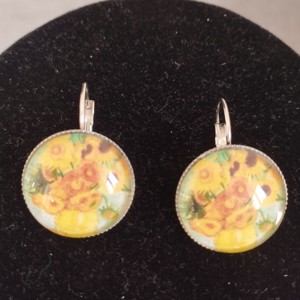 Cercei cu închizătoare franceză inspirați de Van Gogh, cu accesorii din oțel medical -  - Artynos.ro