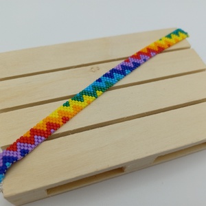 Bratara din margele de sticla - zig zag rainbow - bijuterii - brățări - brățară cu mărgele - Artynos.ro