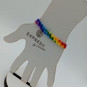 Bratara din margele de sticla - zig zag rainbow - bijuterii - brățări - brățară cu mărgele - Artynos.ro