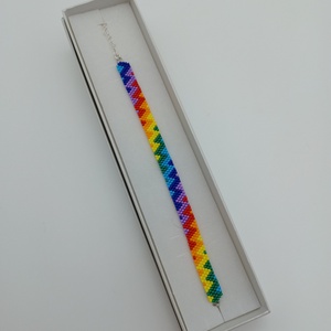 Bratara din margele de sticla - zig zag rainbow - bijuterii - brățări - brățară cu mărgele - Artynos.ro