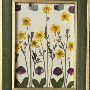 Tablou Botanic cu Flori Presate, Ramă Catifea Verde, 18x23 cm - casă & stil de viață - decorațiuni de casă - accesorii florale - buchete de flori - Artynos.ro