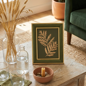 Tablou Botanic Gold Leaf - Rama Catifea Verde - 18x23 cm, Casa & Stil de viata, Decoratiuni de casa, Accesorii florale, Buchete de flori, Aranjament de flori, ARTYNOS