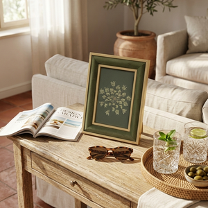 Tablou Handmade cu Plante Presate, Rama Catifea Verde si Aurie, 15x20 cm, Casa & Stil de viata, Decoratiuni de casa, Accesorii florale, Buchete de flori, Aranjament de flori, ARTYNOS