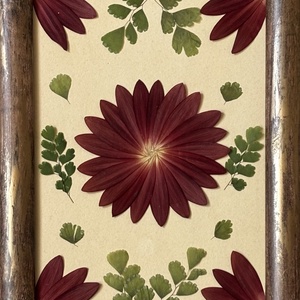 Tablou Botanic Minimalist � Flori Presate Bordeaux și Ferigă, Ramă  16x21 cm - casă & stil de viață - decorațiuni de casă - accesorii florale - buchete de flori - Artynos.ro