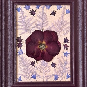 Tablou Artizanal cu Flori Presate � Compoziție Botanică în Tonuri de Burgundy - casă & stil de viață - decorațiuni de casă - accesorii florale - buchete de flori - Artynos.ro